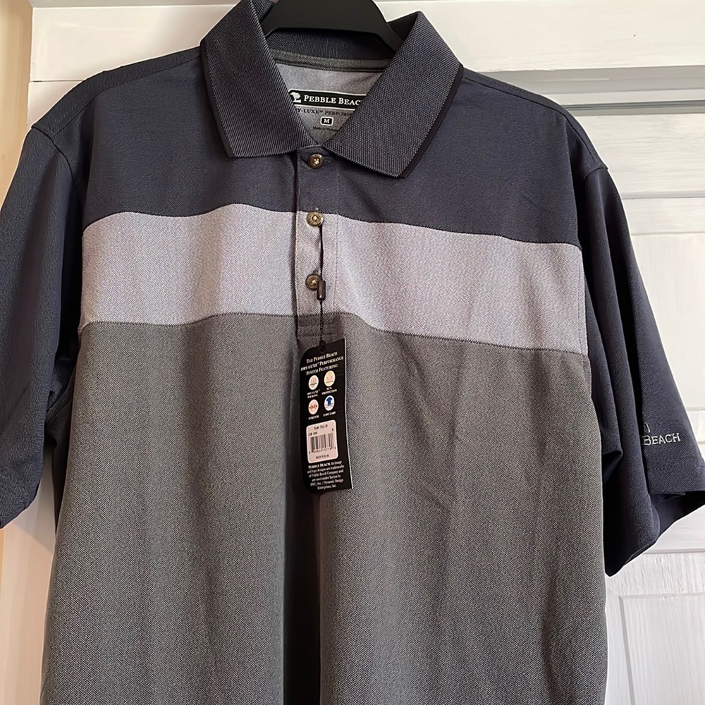 NWT Pebble Beach Mens golf shirt grey size M